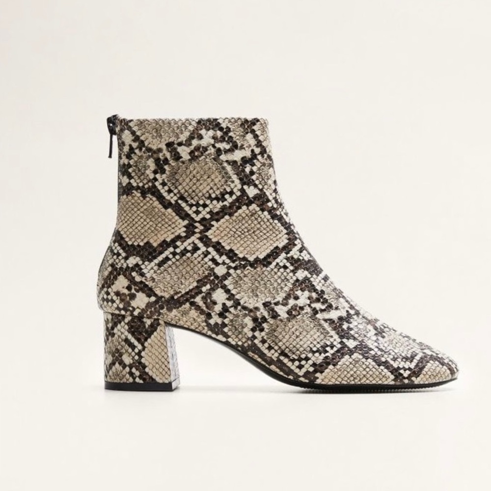 Mango Snake Effect Ankle Boots